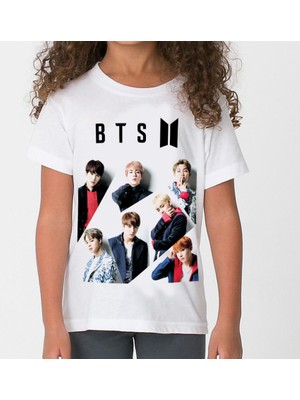 TakeTshirt Bts Çocuk T-Shirt Beyaz Renkli Unisex Kesim