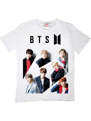 TakeTshirt Bts Çocuk T-Shirt Beyaz Renkli Unisex Kesim