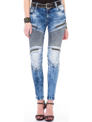 Cipo&Baxx WD365 Dekoratif Dikişli Açık Mavi Slim Fit Kadın Jeans