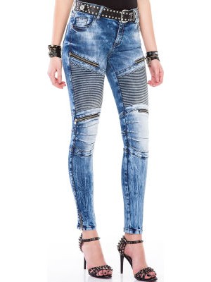 Cipo&Baxx WD365 Dekoratif Dikişli Açık Mavi Slim Fit Kadın Jeans