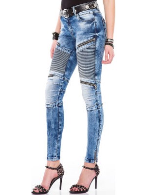 Cipo&Baxx WD365 Dekoratif Dikişli Açık Mavi Slim Fit Kadın Jeans