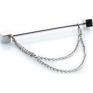 Erkek Yaka İğnesi – Zincir Detaylı Gümüş Renk Paslanmaz Metal, Modern Stil, Takım Elbise ve Gömlek Uyumlu