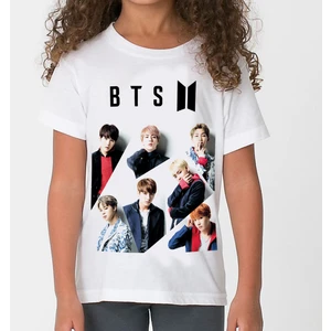 Bts Çocuk T-Shirt Beyaz Renkli Unisex Kesim