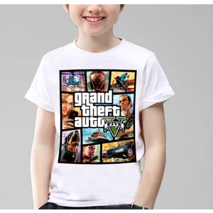 Gta5 Çocuk T-Shirt Beyaz Unisex