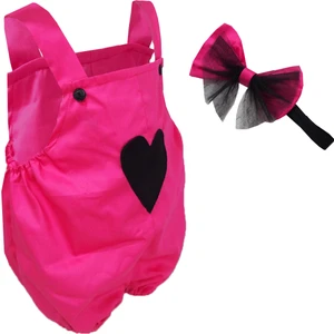 Shecco Babba Kalp Aplikeli Kız Bebek Tulum Bandana Takım Fuşya