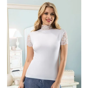 Derya Kurşun Boğazlı Dantel Yaka Kadın T-Shirt 235