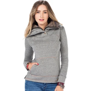 Cipo&Baxx WL188 Çift Kat Yakalı Düz Siyah Cepli Kadın Sweatshirt