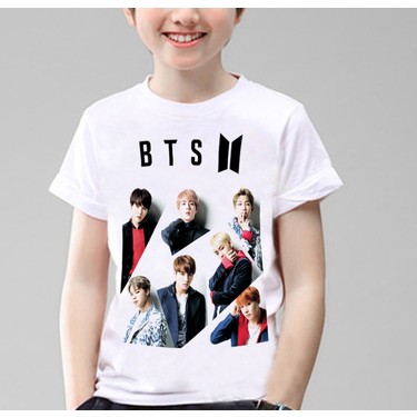 TakeTshirt Bts Çocuk T-Shirt Beyaz Renkli Unisex Kesim Fiyatı