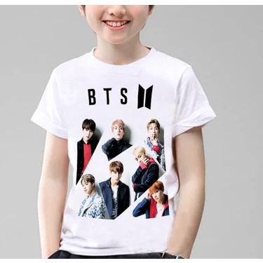 TakeTshirt Bts Çocuk T-Shirt Beyaz Renkli Unisex Kesim Fiyatı