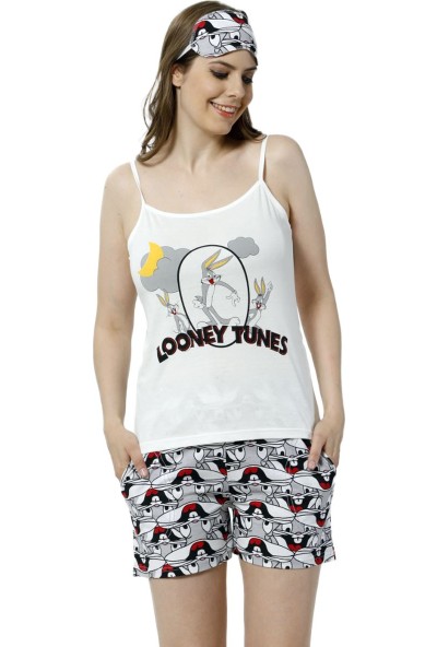 İnsta Pijama Bugs Bunny Desenli Şortlu Sabahlıklı Pijama Takımı