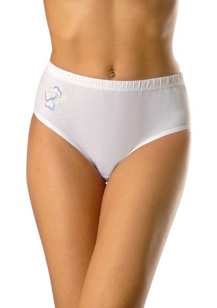 Beyaz Nakışlı Brief Kesim Pamuklu 12'li Slip 3127-1