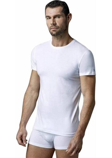 Likralı 0 Yaka Tişört D5120