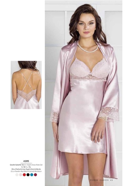 Sütyen Kaplı Sabahlık Gecelik Set 4285