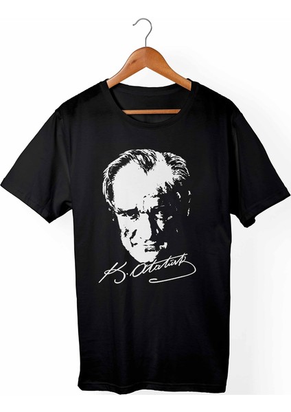 Atatürk Unisex-Bayan Siyah Tişört