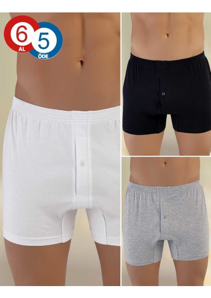 6'lı Paket Likralı Pamuk Erkek Boxer ME010