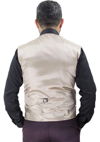 V Yaka Yelek Slim Fit Spor Model Bej 50239 fırsatları