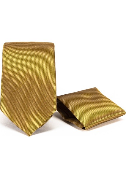 Klasik Mendilli Gold Erkek Kravat
