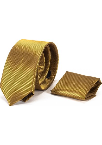 Klasik Mendilli Gold Erkek Kravat