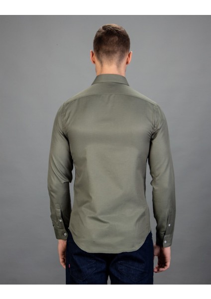 Slim Fit Spor Yeşil Erkek Gömlek