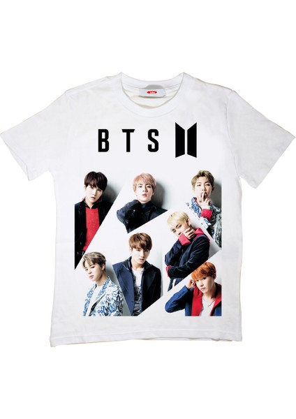 Bts Çocuk T-Shirt Beyaz Renkli Unisex Kesim