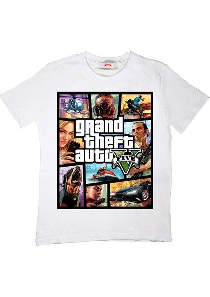 Gta5 Çocuk T-Shirt Beyaz Unisex