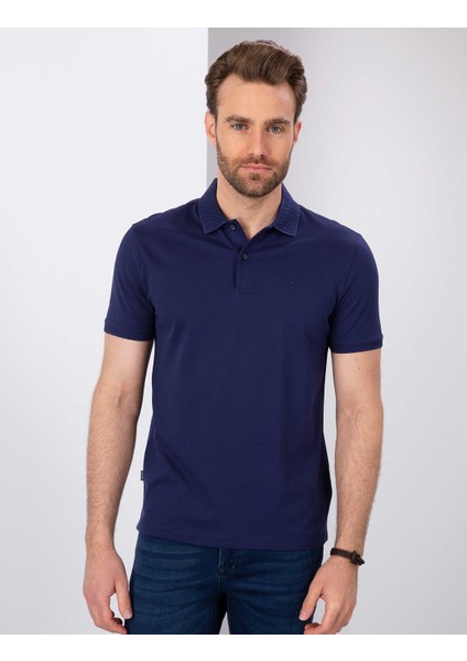 Erkek Lacivert Slim Fit Basic Polo Yaka T-Shirt 50199595-VR033