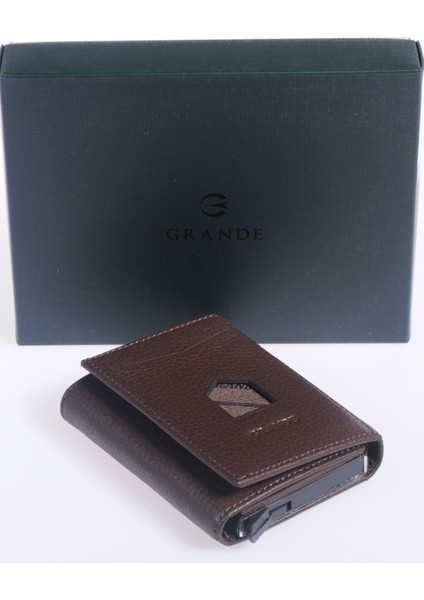 Unisex Hakiki Deri Mekanizmalı Kartlık Grerkcz752 A.Kahve