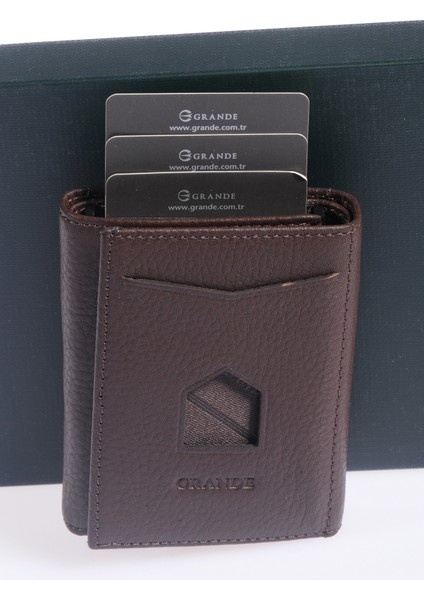 Unisex Hakiki Deri Mekanizmalı Kartlık Grerkcz752 A.Kahve