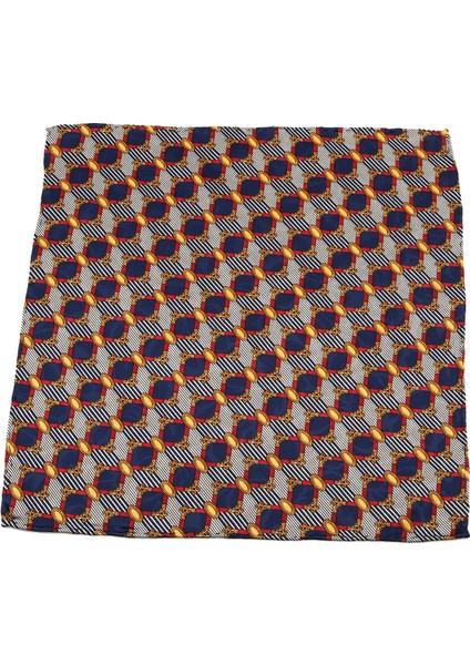 Gri - Lacivert Motif Baskılı İpek Mendil SPS128