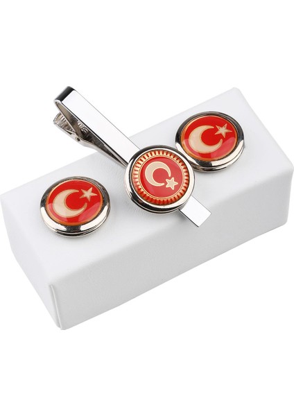Ay Yıldız Kol Düğmesi ve Kravat İğnesi KD791