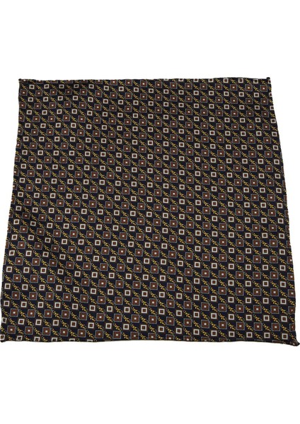Lacivert Motif Baskı İpek Mendil SPS219