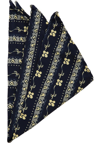 Lacivert Motif Baskı İpek Mendil SPS235