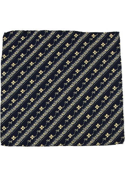 Lacivert Motif Baskı İpek Mendil SPS235
