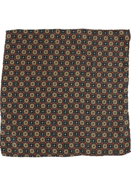 Lacivert Motif Baskı İpek Mendil SPS238