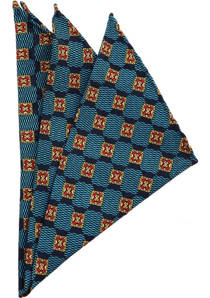 Lacivert Motif Baskılı İpek Mendil SPS154