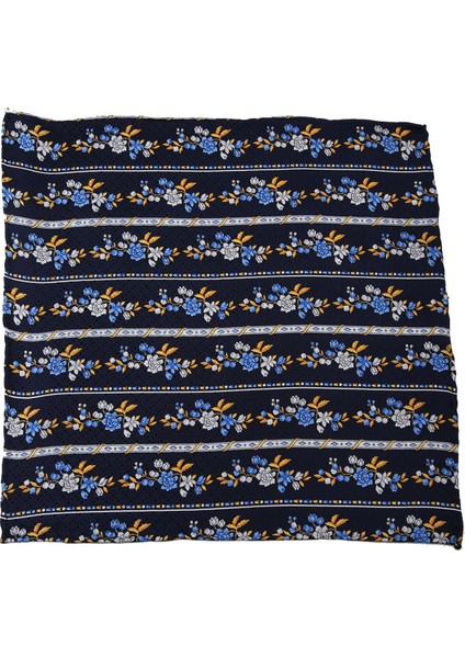 Lacivert Motif Baskılı İpek Mendil SPS257
