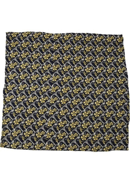 Lacivert Motif Baskılı İpek Mendil SPS273