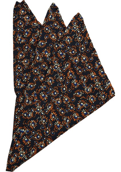 Lacivert Motif Baskılı İpek Mendil SPS278