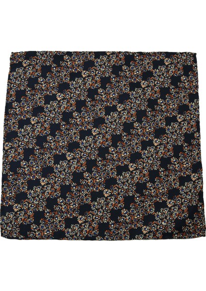 Lacivert Motif Baskılı İpek Mendil SPS285