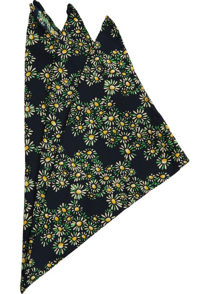 Lacivert Motif Baskılı İpek Mendil SPS287