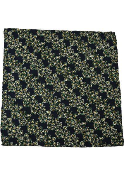 Lacivert Motif Baskılı İpek Mendil SPS287