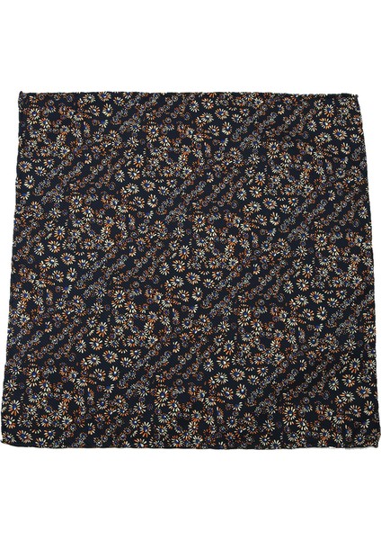 Lacivert Motif Baskılı İpek Mendil SPS292