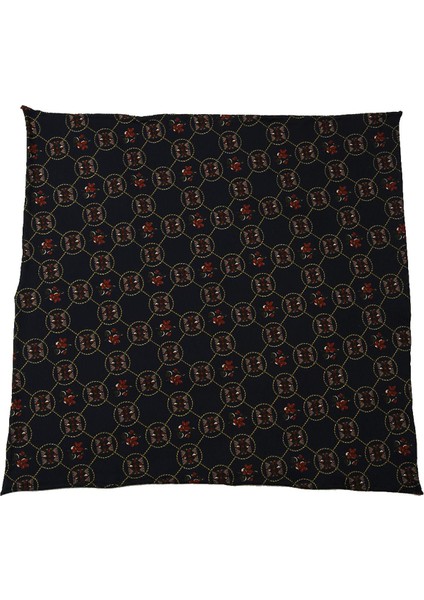 Lacivert Motif Baskılı İpek Mendil SPS294