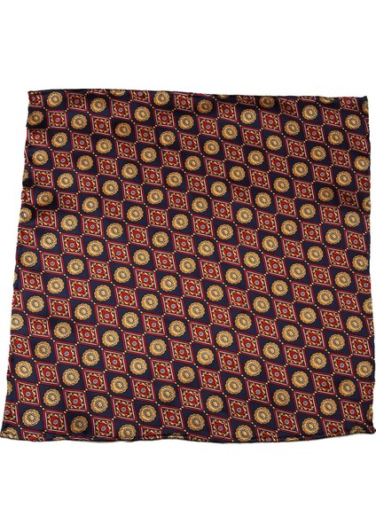 Lacivert Motif Baskılı İpek Mendil SPS335