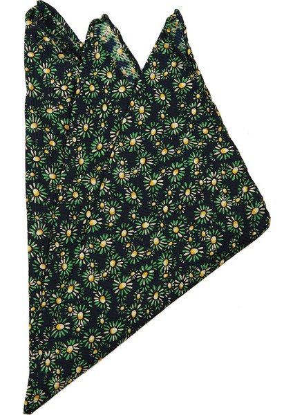 Lacivert Motif Baskılı İpek Mendil SPS368