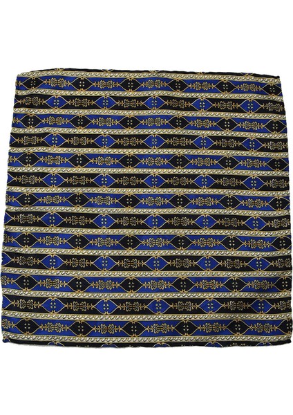 Lacivert Motif Baskılı İpek Mendil SPS384