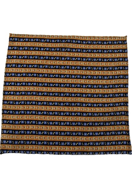 Sarı - Lacivert Motif Baskılı İpek Mendil SPS307