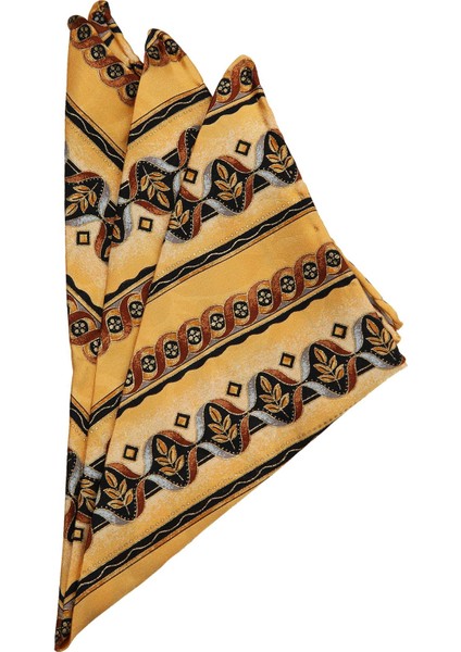 Sarı Motif Baskılı İpek Mendil SPS293