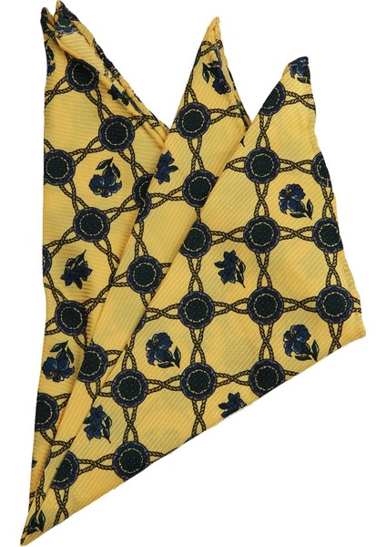 Sarı Motif Baskılı İpek Mendil SPS318