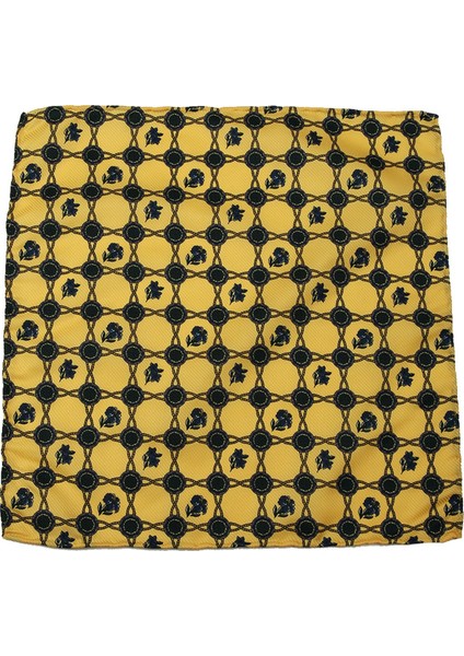 Sarı Motif Baskılı İpek Mendil SPS318